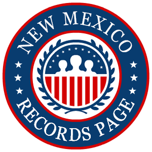 A red, white, and blue round logo with the words New Mexico Records Page